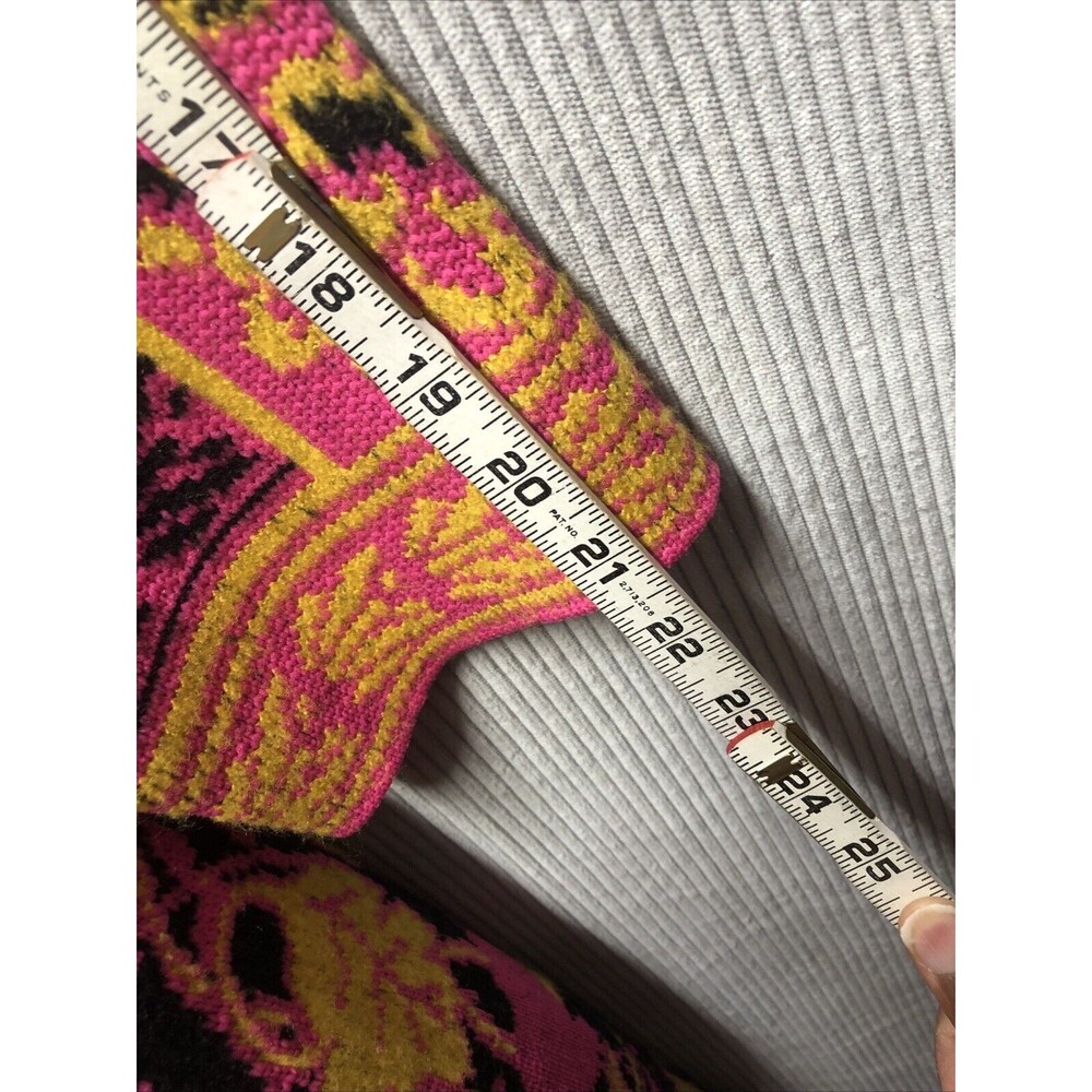 Vertigo Cardigan Sweater Size M Faux Fur Collar Pink Bright Pockets - Picture 9 of 16